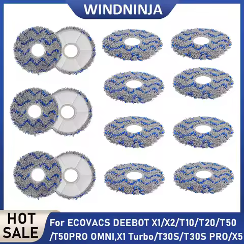 For ECOVACS Deebot Mop Cloths Fit For ECOVACS DEEBOT X1/X2/T10/T20/T50/T50PRO OMNI,X1 Turbo/X5/T30S/