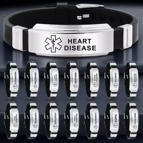 Stainless Steel Medical Alert Bracelet Emergency ID Jewelry for Diabetes Epilepsy Alzheimer's 15 Sty
