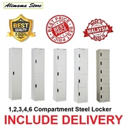 Ready Stock 1/ 2/ 3/ 4/ 6 Compartment Steel Locker | Office Cabinet