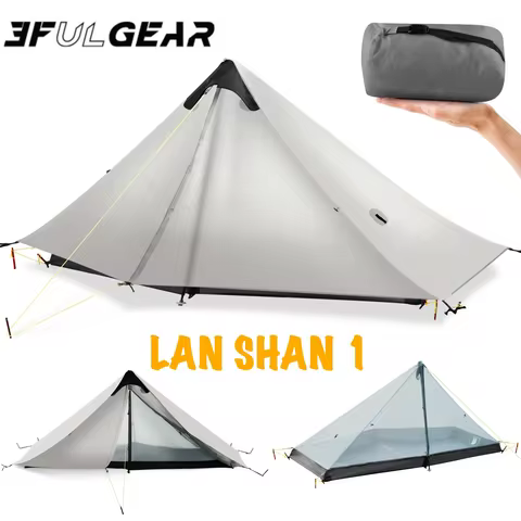 3F UL GEAR 2026 Lanshan 1 Tent Ultralight Outdoor Camping Poleless Tent T-zipper Door Waterproof Tre