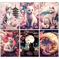 DIY Diamond Painting New Collection 2023 Japanese Cherry Cat Picture Full Diamond Mosaic Embroidery Cross Stitch Kits Home Decor