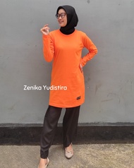 tunik kaos zenika / t-shirt / kaos wanita lengan panjang / kaos combed 24 s / kaos polos muslimah / 