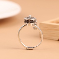 77oe Prayer Ring Lucky Chakra Lotus Can Be Rotated Gift lag0