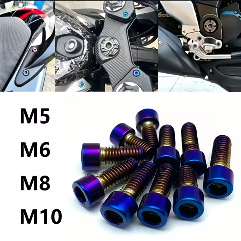 1Pcs M5/M6/M8M/10M 201 Stainless Steel Motorcycle Screws 20-50mm M6X30MM Titanium Plated Hexagon Soc