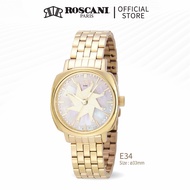 Roscani Louise E34 360° Spinning Dial With Patterned MOP Gold Bracelet Women Watch