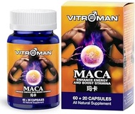 VITROMAN Maca- Pure Maca Root &amp; Tongkat Ali Combination - Maca Root Extract Supplement from Peru - Natural Pills to Support Reproductive Health &amp; Energy - Potent Stamina Booster