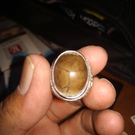 Cincin Batu Akik Jala Sutra Serat Emas Tapak Jalak Natural