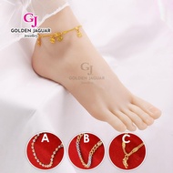 GJ Jewellery Emas Korea Emas Bangkok 24K Woman Anklet Bebola Gold Silver/Silver Gajah Papan/Papan Ju