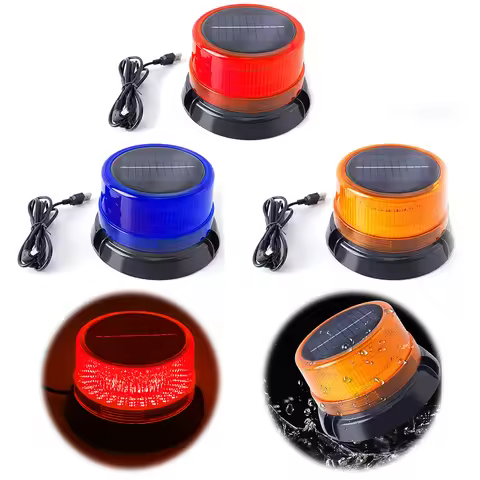 Solar Strobe Warning Light Rechargeable LED Strobe Light Safety Flashing Light for Road Construction