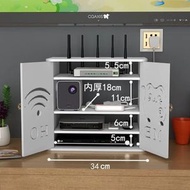 路由器收納盒無線wifi機頂盒光貓置物架客廳電線插排整理遮擋箱子四層款（厚板材）擺放掛牆兩用