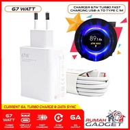 TURBO Charger Head Adapter + Cable - Charger Adapter - 67W - Turbo Charge - USB a to C - For Xiaomi 