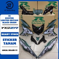 YAMAHA Y15 Y15ZR V1/V2 EXCITER LIMITED EDITION BLACK GREEN COVER SET (STICKER TANAM) RAPIDO NEW ACCE