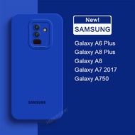 Full Soft Camera Protection Case Samsung Galaxy A6 Plus A8 A8+ A7 2018 A750 Casing Official Original Liquid Silicone Cover