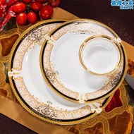 2023新款碗碟套裝家用景德鎮陶瓷餐具套組骨瓷碗盤子歐式碗筷喬遷