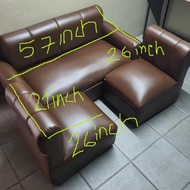 sofa set bulky brown leather uratex foam cod !!