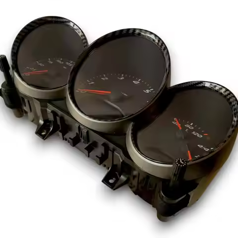 1 Set Gloss Carbon Fiber Style Dashboard Dial Gauge Rings Bezel Trim for Porsche Cayman Boxster S 98