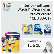 Dulux Interior Wall Paint - Nova White (10BB 83/017) (Washable / KidProof / Anti-Viral) (Wash &amp; Wear Matt) - 1L / 5L