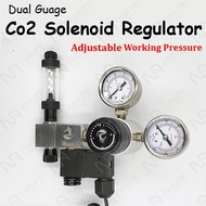 SL Aqua Aquarium Solenoid CO2 Regulator Adjustable Working Pressure - Dual Gauge