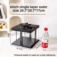 Meidi | Multi-Layer Cake Box 4/6/8 Inches Black Transparent Square
