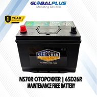 Otopower NS70R 65D26R /75D26R Maintenance Free Car Battery Suitable For proton Wira, Perdana V6, Toy