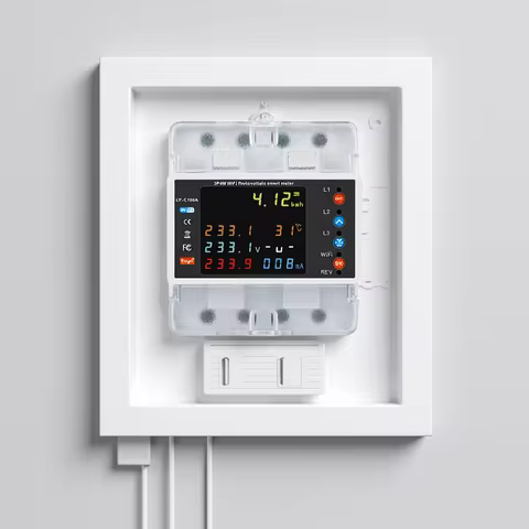 Tuya WiFi 4P 100A Three Phase Energy Meter Bi-Directional Auto-Reclosing Relay for Smart Life