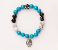 美國綠松石 x 巴西雲花石 x 巴西白綠松 x 925 純銀配飾手串