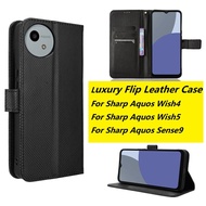 Luxury Flip Diamond Pattern Skin PU Leather Case for Sharp Aquos Wish5 Wallet Stand Case For Sharp A
