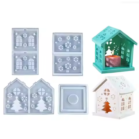 Christmas Tree House Silicone Mold Set Holiday House Mold Silicone Christmas Tree Mold For Seasonal 