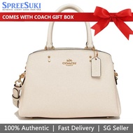 Coach Handbag In Gift Box Crossbody Bag Crossgrain Leather Mini Lillie Carryall Chalk Off White # 91146