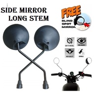 YAMAHA YTX 125 CLEAR SIDE MIRROR MOTORCYCLE CIRCLE #073 LONG STEM BLACK STEM ACCESSORIES