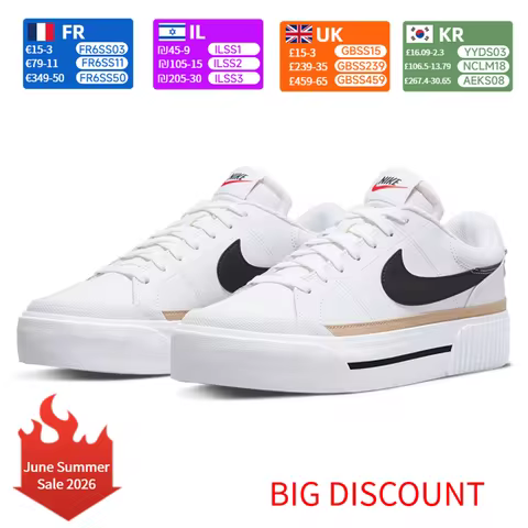 Nike Court Legacy Lit Leather Comfort Slip-Resistant Cushioning Durable Low-Top Tennis Shoe Women's 
