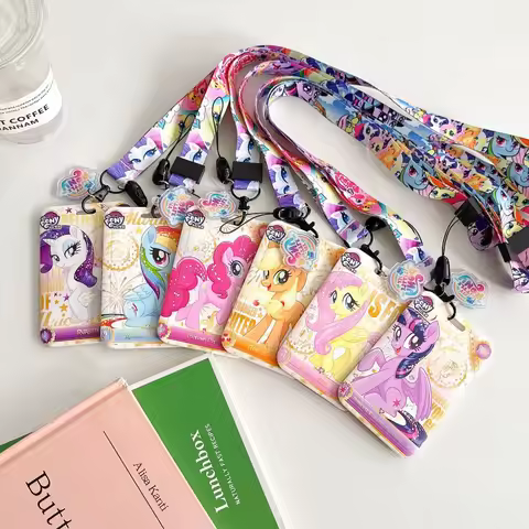 My Little Ponys ID Card Holder Long Rope Kids Cute Unicorn Passport Cover Girl Bus Bank School Cards