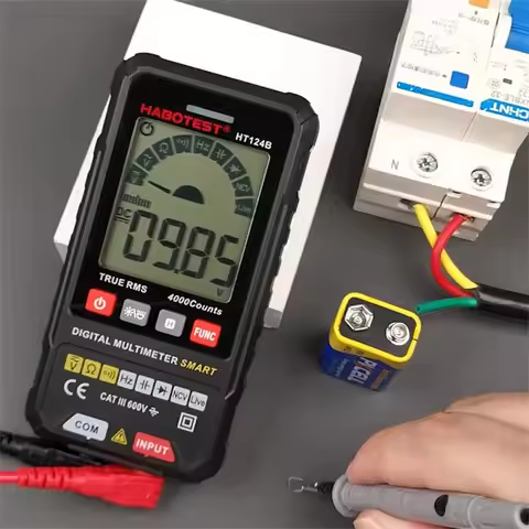 HT124B Professional Digital Smart Multimeter Capacitor Tester Voltmeter True RMS AC DC Voltage Ohm H