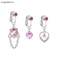 # gugugu # New Faux Belly Butterfly Fake Belly Piercing Heart Zircon Clip On Umbilical Navel Fake Pi