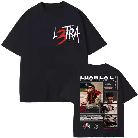 Rap Singer Luar La L Poster Pattern T-shirt Music Album L3TRA Printed T-shirt 2025 Summer Men's Wome