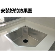 [Corner Diamond Sink]Manual Groove ThickenedSUS304Stainless Steel Corner Internet Celebrity Small Single Basin Vegetable Washing Sink