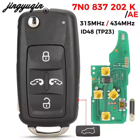 jingyuqin 7N0837202K /F Remote key 315/434Mhz For VW Sharan Multivan Caravelle Transporter ID48 NON-