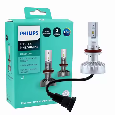 Philips LED H8 H11 H16 Ultinon LED Auto Fog Lamps 6000K Cool White Light +160% Brighter Headlight Co