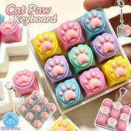 Mini Cat Paw Keyboard Keychain 1/3/9 Keys Fidget Toy for Stress Relief Mechanical Keyboard Fun