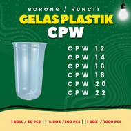 1000pcs Cup Plastik Capsule Brand CPW Thailand Gelas Plastik Boba 12oz 14oz 16oz 18oz 20oz 22