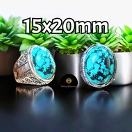 Turquoise Stone Ring biru Size 15x20mm