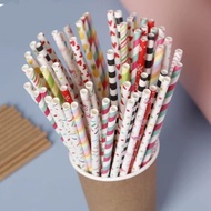 25 pcs paper straw bubble tea beverage straw disposable food grade colourful striped