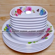 ALGI SHOP-1SET ISI 4PCS 2PIRING LEBAR 23CM+2MANGKUK MELAMIN ORIGINAL TERBARU TEBAL DAN TAHAN PANAS