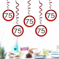 WenmthG Funny 75th Birthday Banner - Garland Decoration 75th Birthday Woman Man - Traffic Sign Party