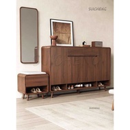 SUICHENG Solid Wood Shoe Cabinet For Home Use, New Chinese Style Entrance, Large Capacity Foyer Cabi