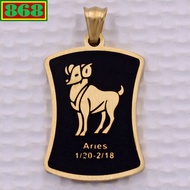 Aries - Aries gold stainless steel pendant with gold stainless steel hook, Zodiac sign