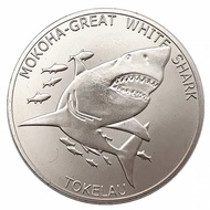 Pacific Toclaw Islands Commemorative Coins Sea Animals Great White Shark Silver Coins Commemorative 