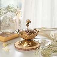 Lotus Brass Loban Burner (Gold) | Dhoop Holder and Candle Light | Incense Burner | Dhoop Dani |