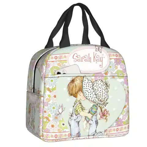Custom Sarah Kay Girl Cartoon Animation Insulated Lunch Bags for Women Resuable Cooler Thermal Bento