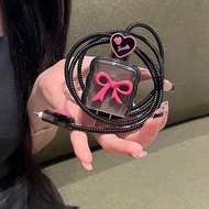 3D Rose Bow Charger Protector Compatible for Apple 18W/20W Charger Case Cable Bites Organizer Wrap L